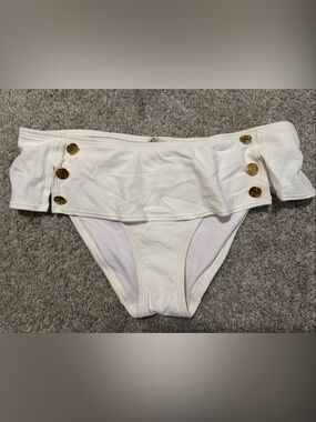 Victoria's Secret White Bikini Bottoms with Gold Buttons